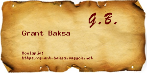 Grant Baksa névjegykártya